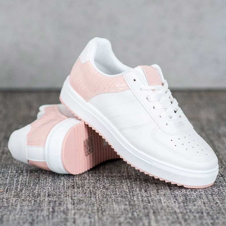 SHELOVET Scarpe alla moda sulla piattaforma bianco rosa 1