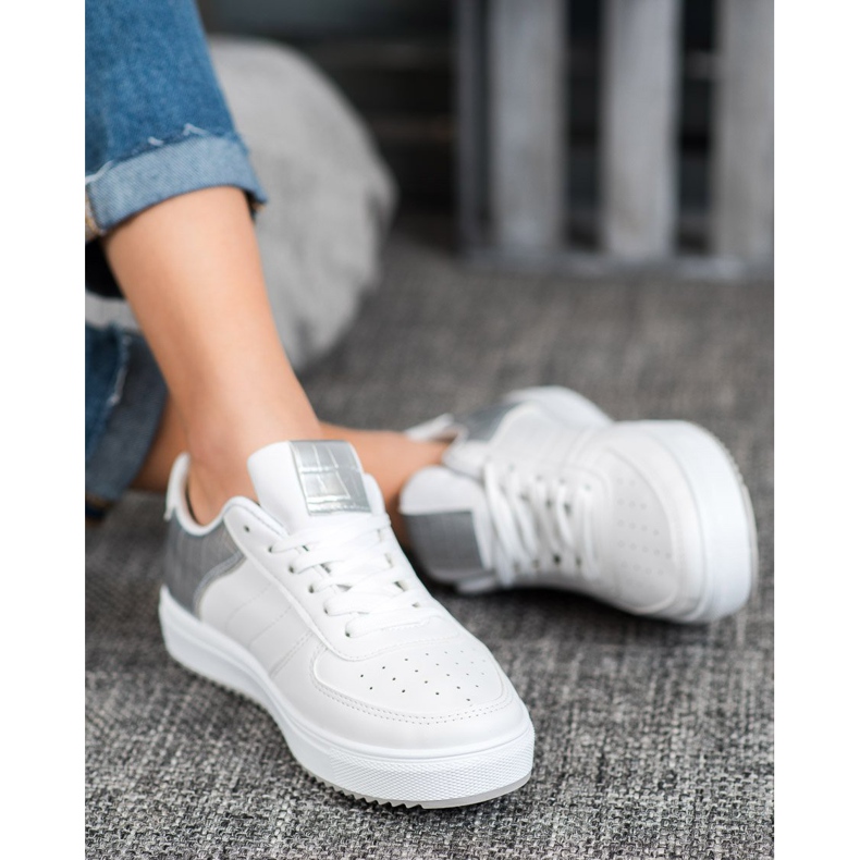 SHELOVET Scarpe alla moda sulla piattaforma bianca grigio 1