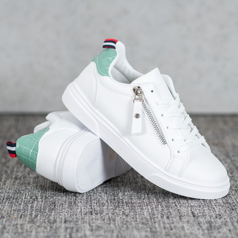 SHELOVET Scarpe sportive con cerniera decorativa bianca 1