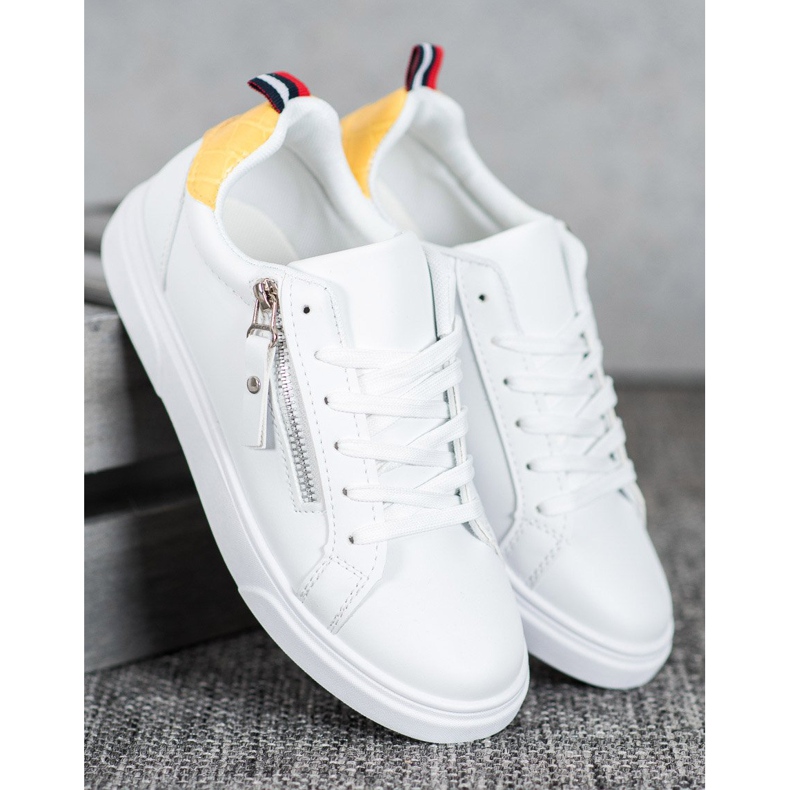 SHELOVET Scarpe sportive con cerniera decorativa bianca 1
