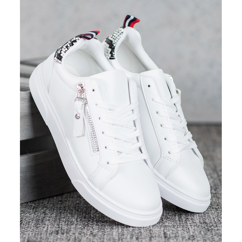 SHELOVET Scarpe sportive con cerniera decorativa bianco 1