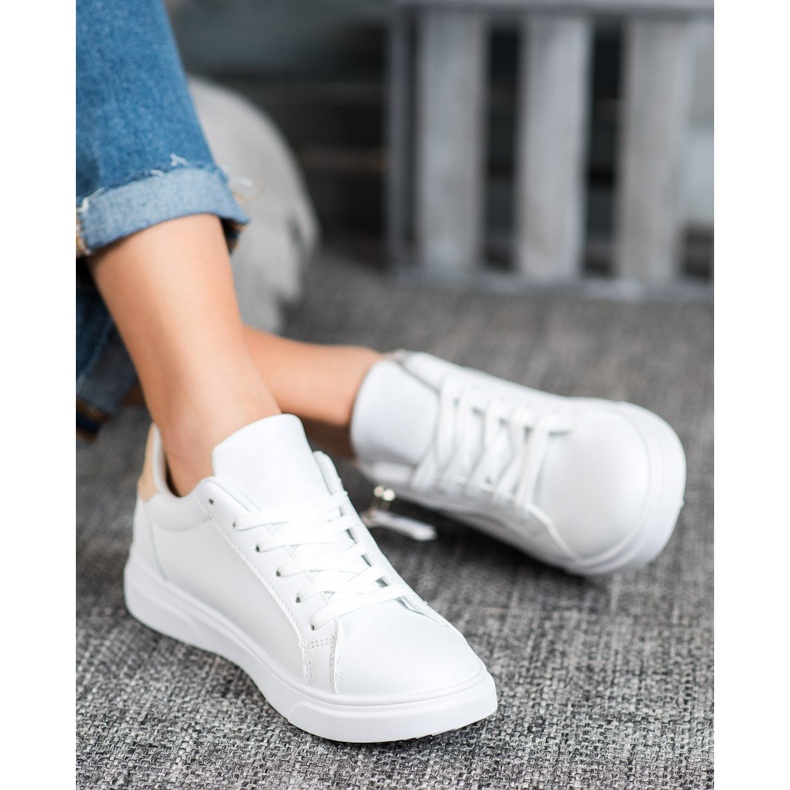 SHELOVET Scarpe sportive con cerniera decorativa bianca 2