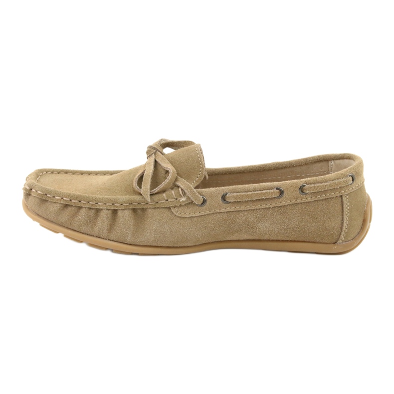 Mocassini da donna in pelle American Club JK08 beige 2