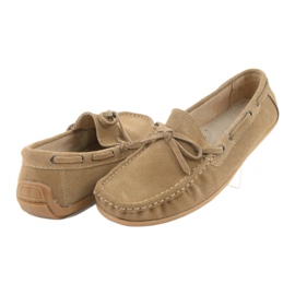 Mocassini da donna in pelle American Club JK08 beige 4