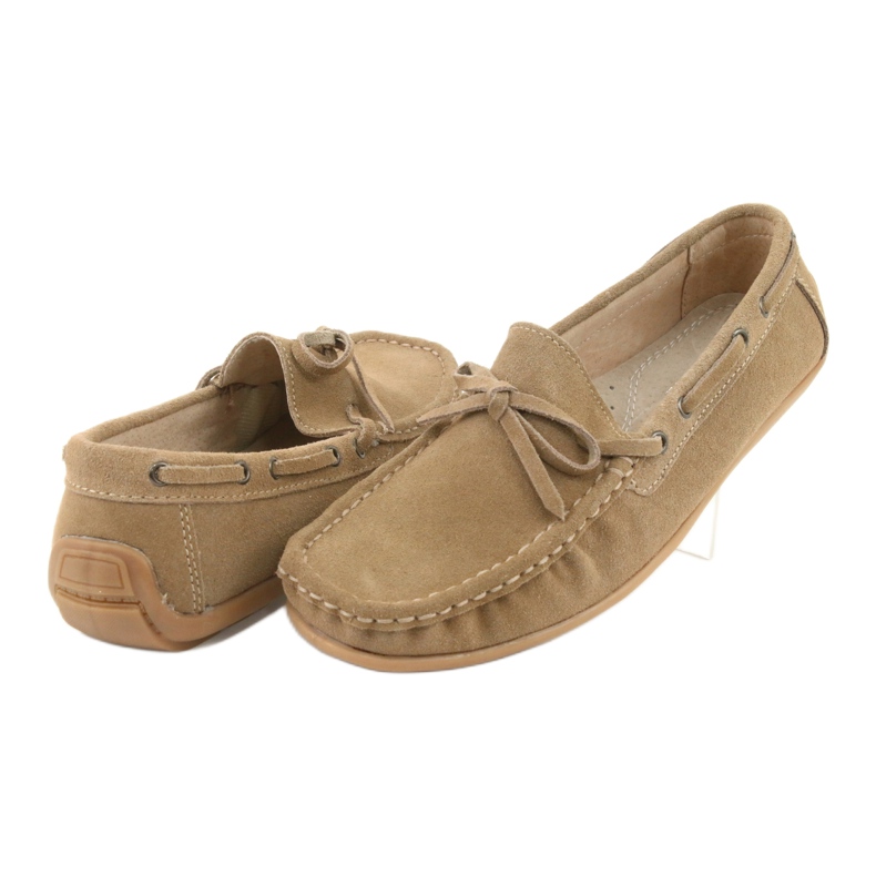 Mocassini da donna in pelle American Club JK08 beige 4