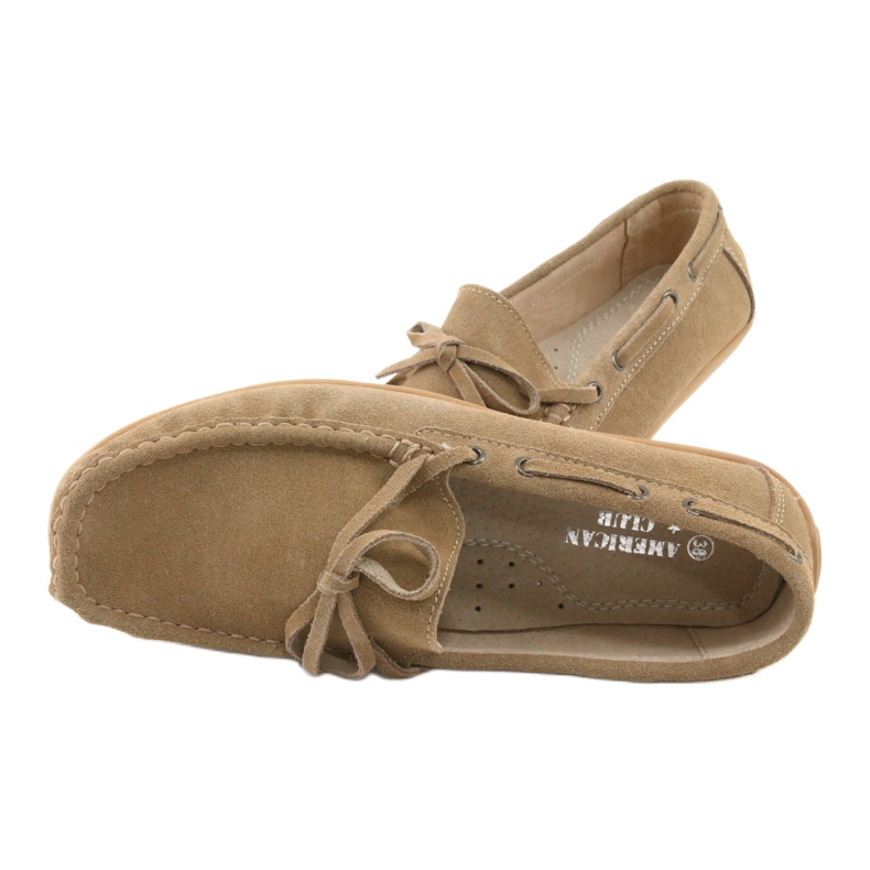 Mocassini da donna in pelle American Club JK08 beige 6