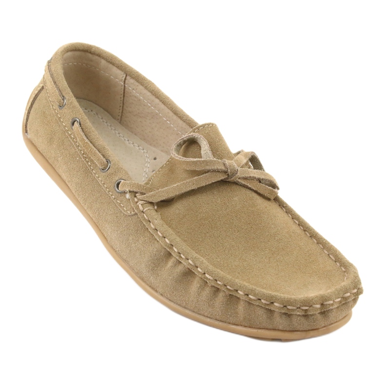 Mocassini da donna in pelle American Club JK08 beige 1