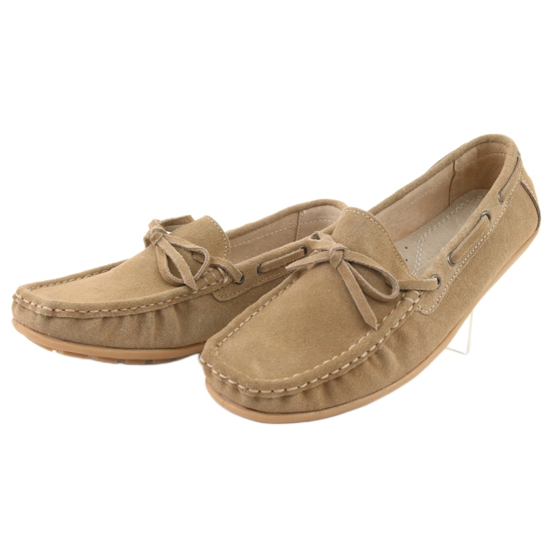 Mocassini da donna in pelle American Club JK08 beige 3