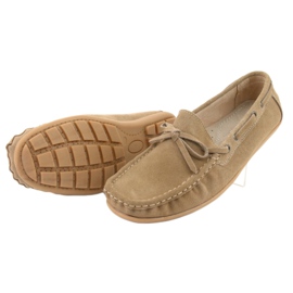 Mocassini da donna in pelle American Club JK08 beige 5