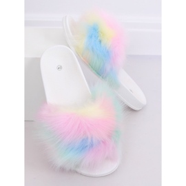 Infradito con pelliccia arcobaleno CK153P ​​​​White bianco multicolore 1