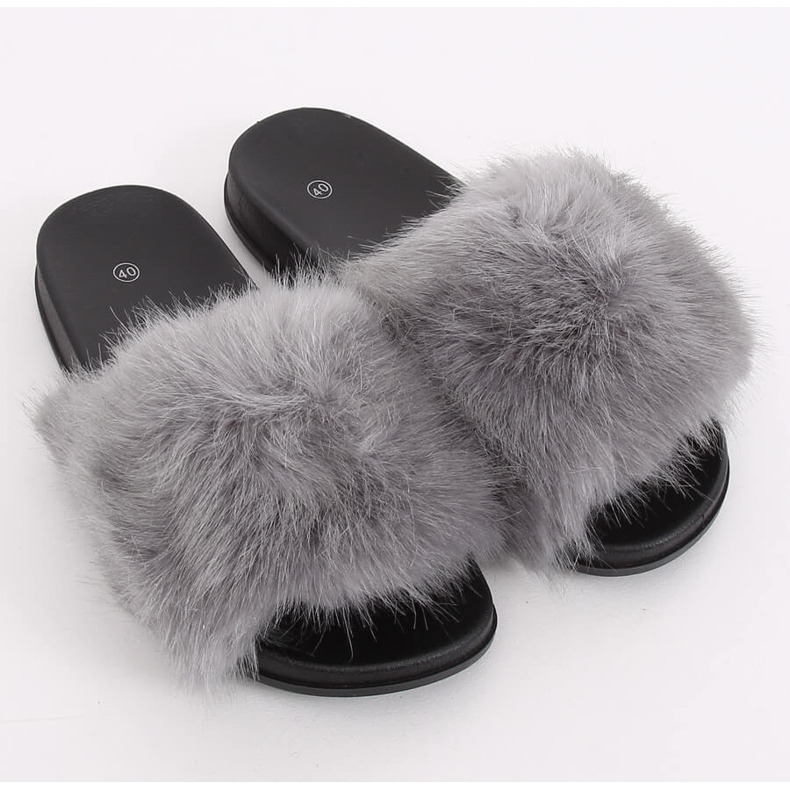 Pantofole Grigie con Pelliccia CK107P Grigio 1