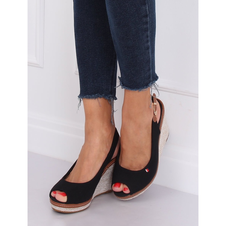 Sandali neri con zeppa R132P Black nero 1