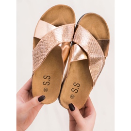 SHELOVET Classiche pantofole dorate d'oro 1