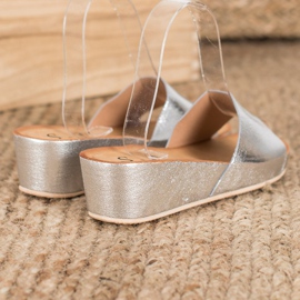 SHELOVET Pantofole con zeppa alla moda grigio 1