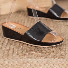 SHELOVET Pantofole con zeppa alla moda nero 2