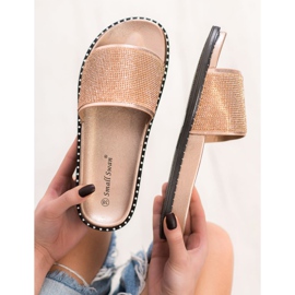 SHELOVET Pantofole Alla Moda Con Cubic Zirconia giallo 1
