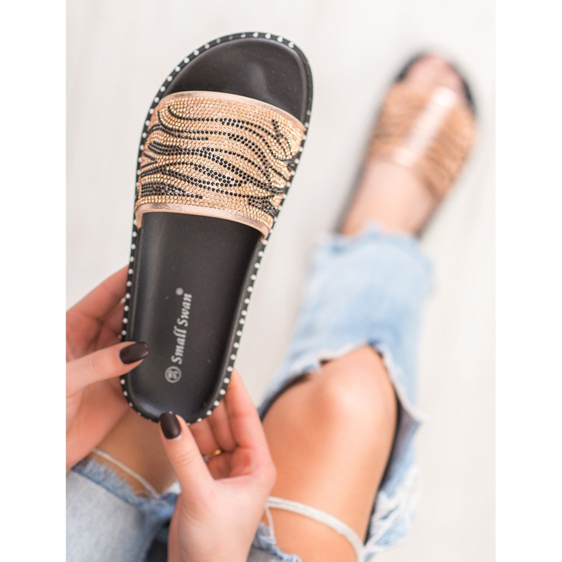 SHELOVET Pantofole Alla Moda Con Cubic Zirconia marrone giallo 2