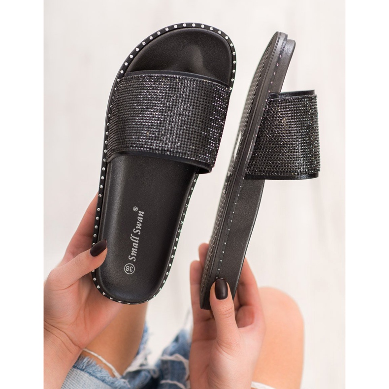 SHELOVET Pantofole Alla Moda Con Cubic Zirconia nero 2