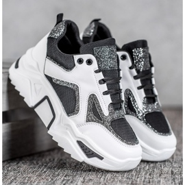 Seastar Sneakers alla moda con glitter bianco nero 1