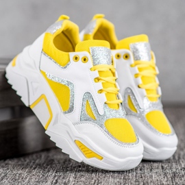 Seastar Sneakers alla moda con glitter bianco giallo 2