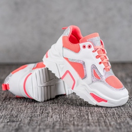 Seastar Sneakers alla moda con glitter bianco arancia 1