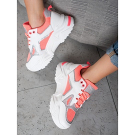 Seastar Sneakers alla moda con glitter bianca arancia 3