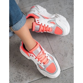 Seastar Sneakers alla moda con glitter bianca arancia 4
