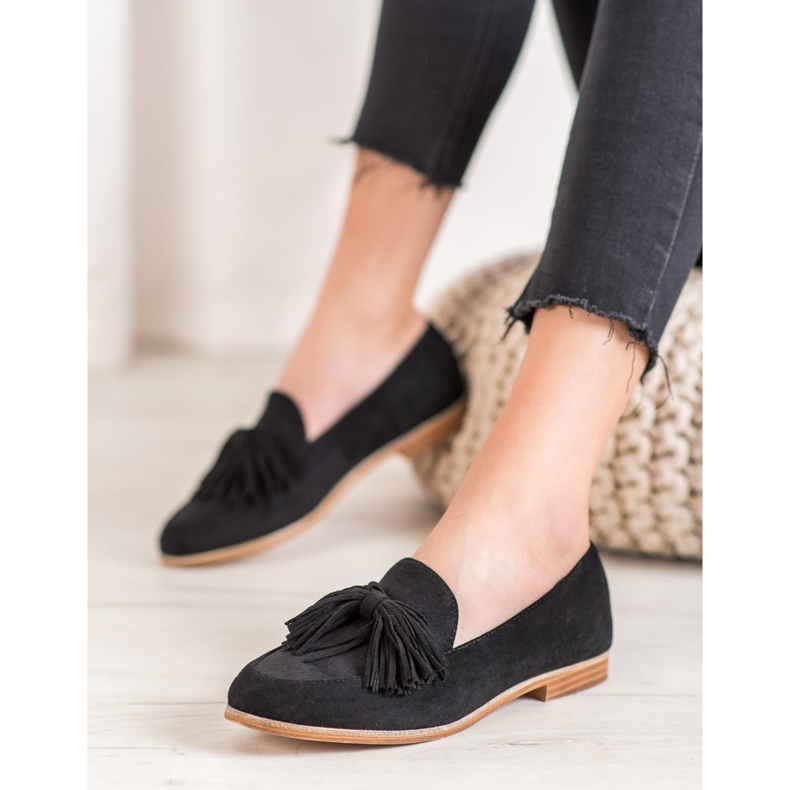 Seastar Calzature in pelle scamosciata con frange nero 1