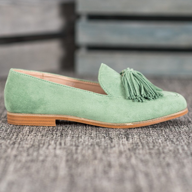 Seastar Calzature in pelle scamosciata con frange verde 2
