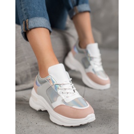 SHELOVET Sneakers comode sulla piattaforma bianco multicolore 2