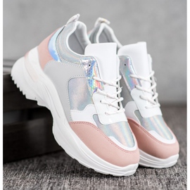 SHELOVET Sneakers comode sulla piattaforma bianco multicolore 1