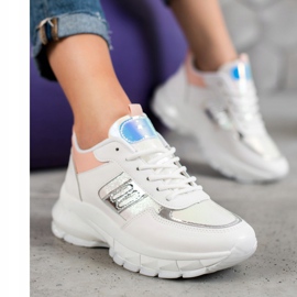 SHELOVET Sneakers alla moda in ecopelle bianco multicolore 2