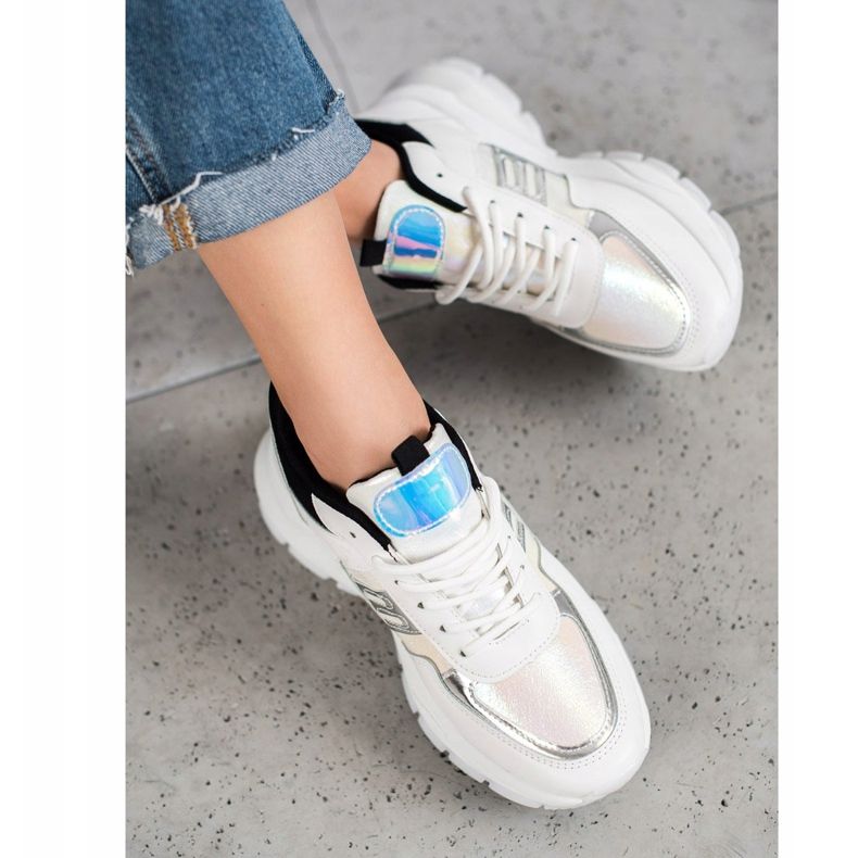 SHELOVET Sneakers alla moda in ecopelle bianco nero multicolore 1