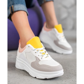 SHELOVET Sneakers casual in ecopelle bianco multicolore 1