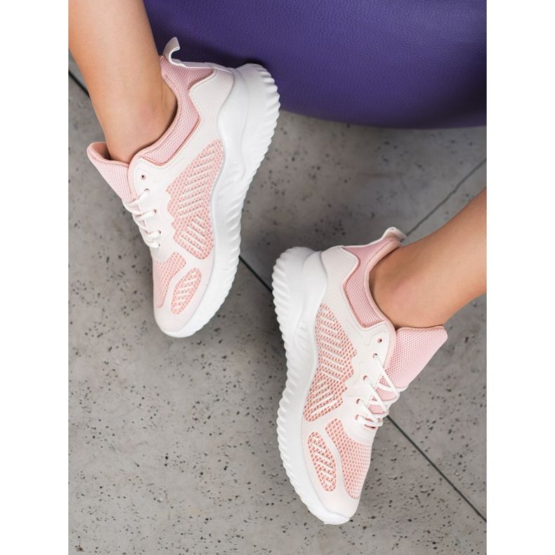 SHELOVET Sneakers Classiche Con Rete bianca rosa 2
