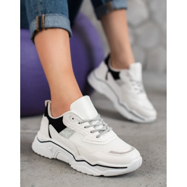 SHELOVET Sneakers Sulla Piattaforma Con Glitter bianca nero 1