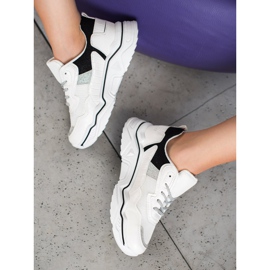 SHELOVET Sneakers Sulla Piattaforma Con Glitter bianca nero 2