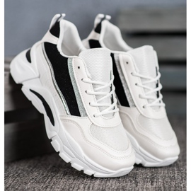 SHELOVET Sneakers Alla Moda Con Glitter bianco nero 2