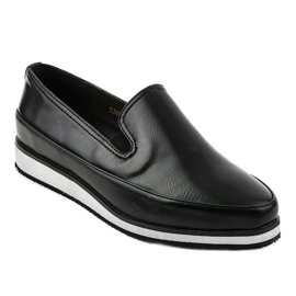 Scarpe con zeppa bassa nera opaca 5388-2 nero 1
