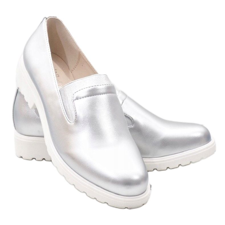 Scarpe slip-on argento sulla piattaforma XC683-2 d'argento 1