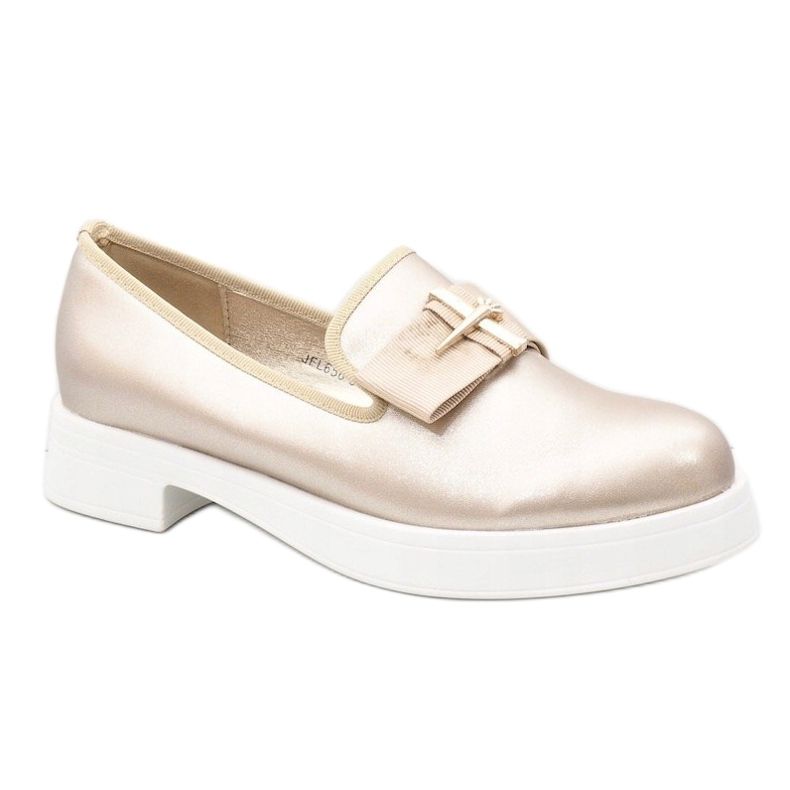 Scarpe slip-on dorate sulla piattaforma JFL656-3 d'oro 1