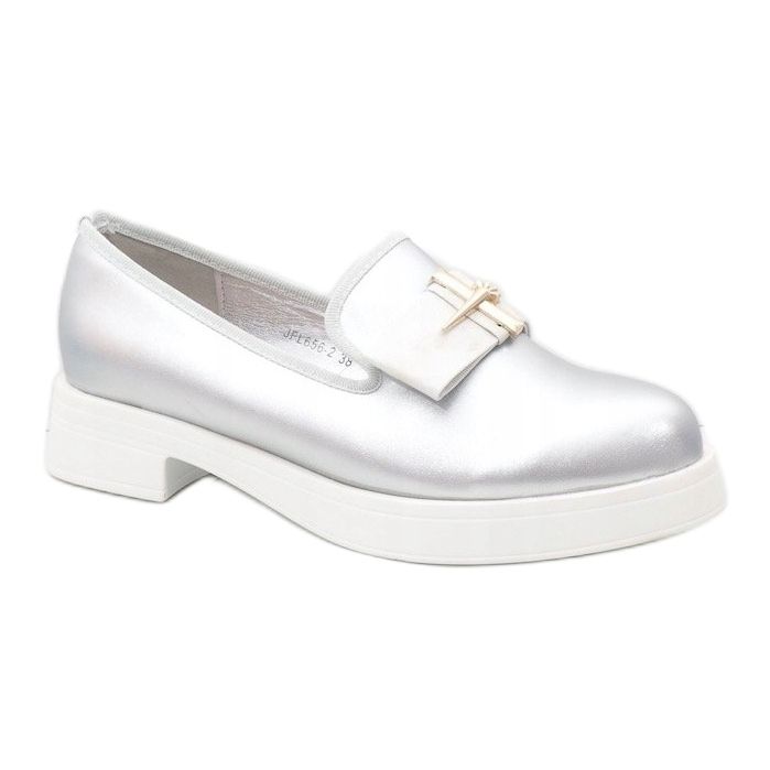 Scarpe slip-on argento sulla piattaforma JFL656-2 grigio 1
