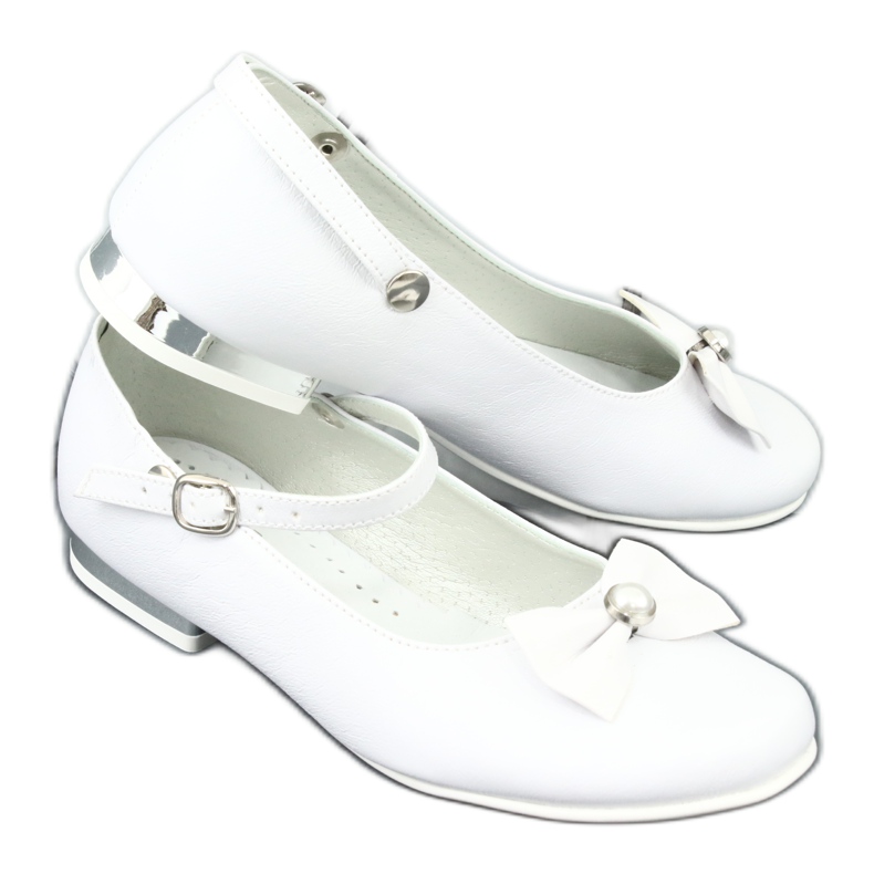 Miko Ballerina di comunione bianca per bambini con un prua 806 6