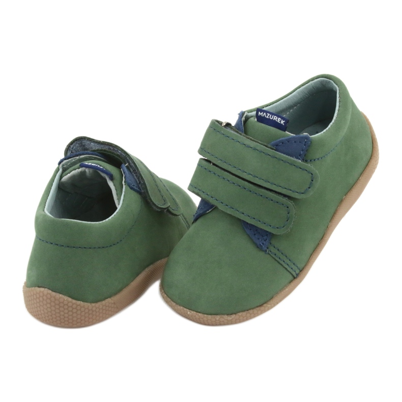 Scarpe per bambini in pelle per velcro verde 305 mazurek 4
