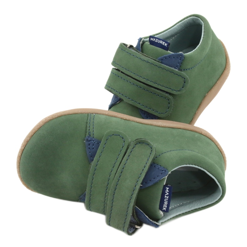 Scarpe per bambini in pelle per velcro verde 305 mazurek 6
