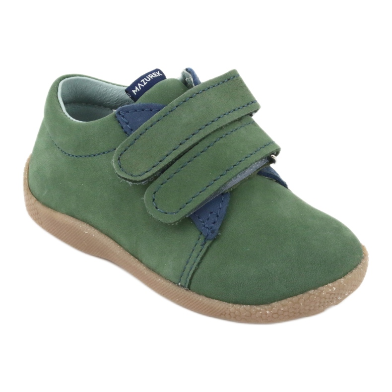 Scarpe per bambini in pelle per velcro verde 305 mazurek 1