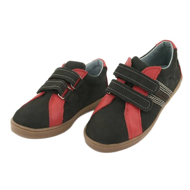 Scarpe per ragazzi Mazurek 1235 con velcro nero/rosso 3