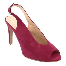 Edeo Sandali in pelle femminile sul tallone Borgogna rosso 1