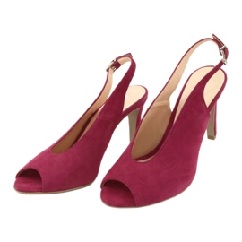 Edeo Sandali in pelle femminile sul tallone Borgogna rosso 3