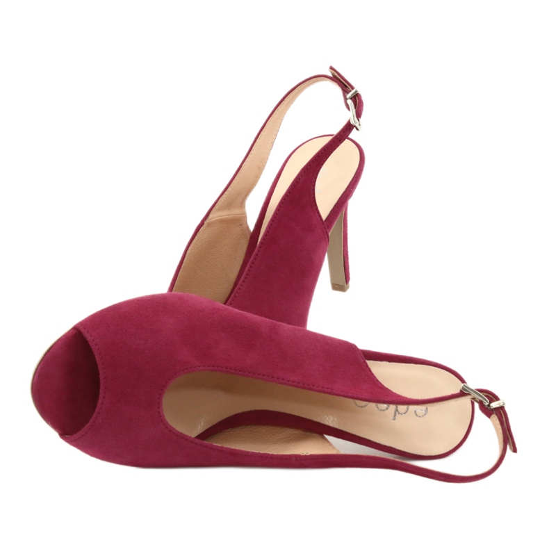 Edeo Sandali in pelle femminile sul tallone Borgogna rosso 5